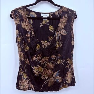 100% Silk Vintage Calvin Klein Floral Sleeveless Blouse • Size 6